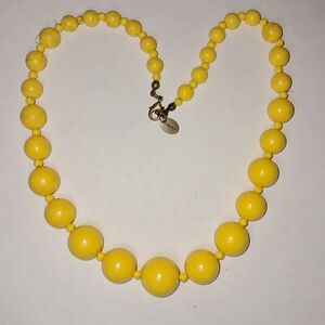 Claire's Vibrant Yellow Graduated Bead Necklace w/ Goldtone Clasp